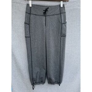 NWT Lucy‎ Power Training Capri XS Gray Pockets Drawstring Yoga Running